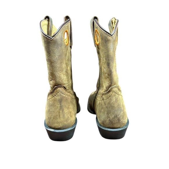 Masterson Boot Co Cowboy Western Boots Brown Leather Round Toe Kids Size 2 - Picture 6 of 9